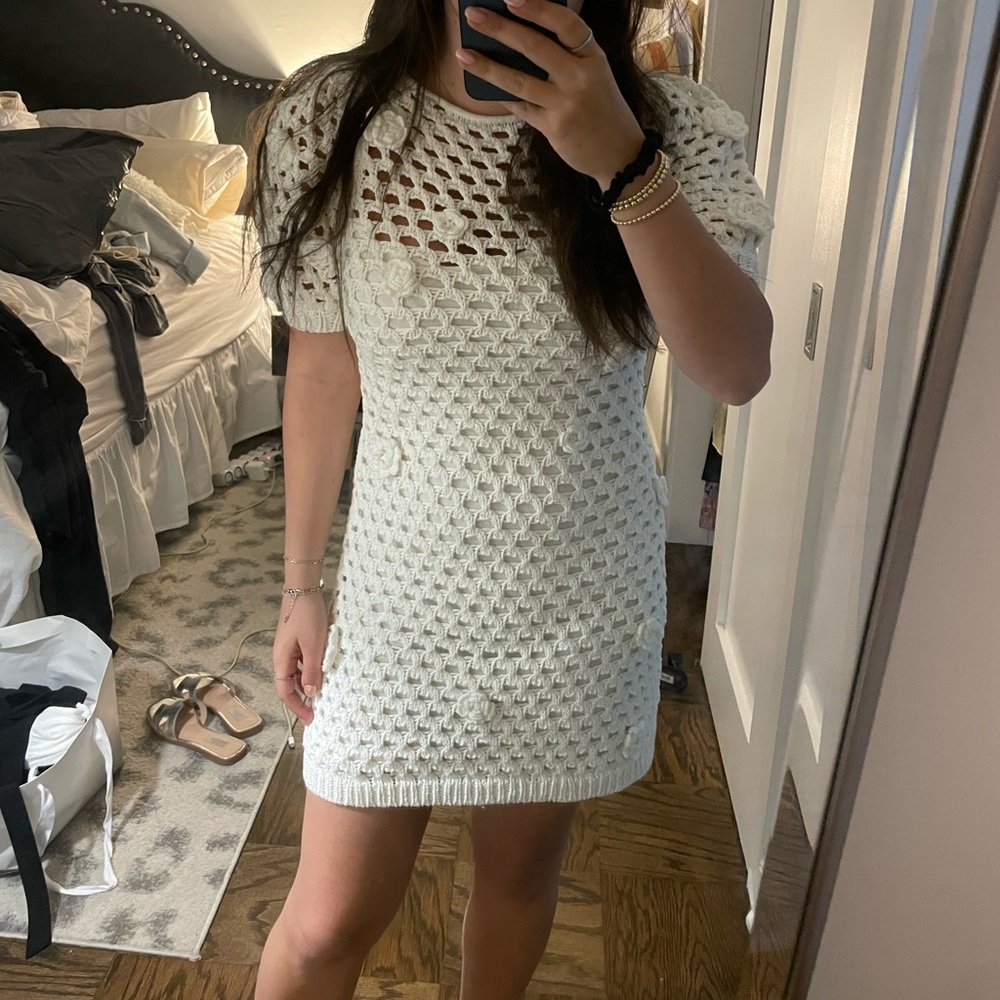 NWT!!! Something Navy Crochet Mini Dress with Flowers